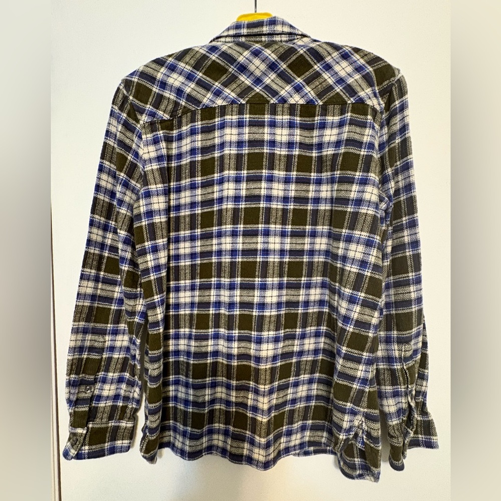 J.Crew Green Blue White Plaid Button Up Plaid Flannel Shirt Size 10 Cabin Fall - Picture 2 of 4